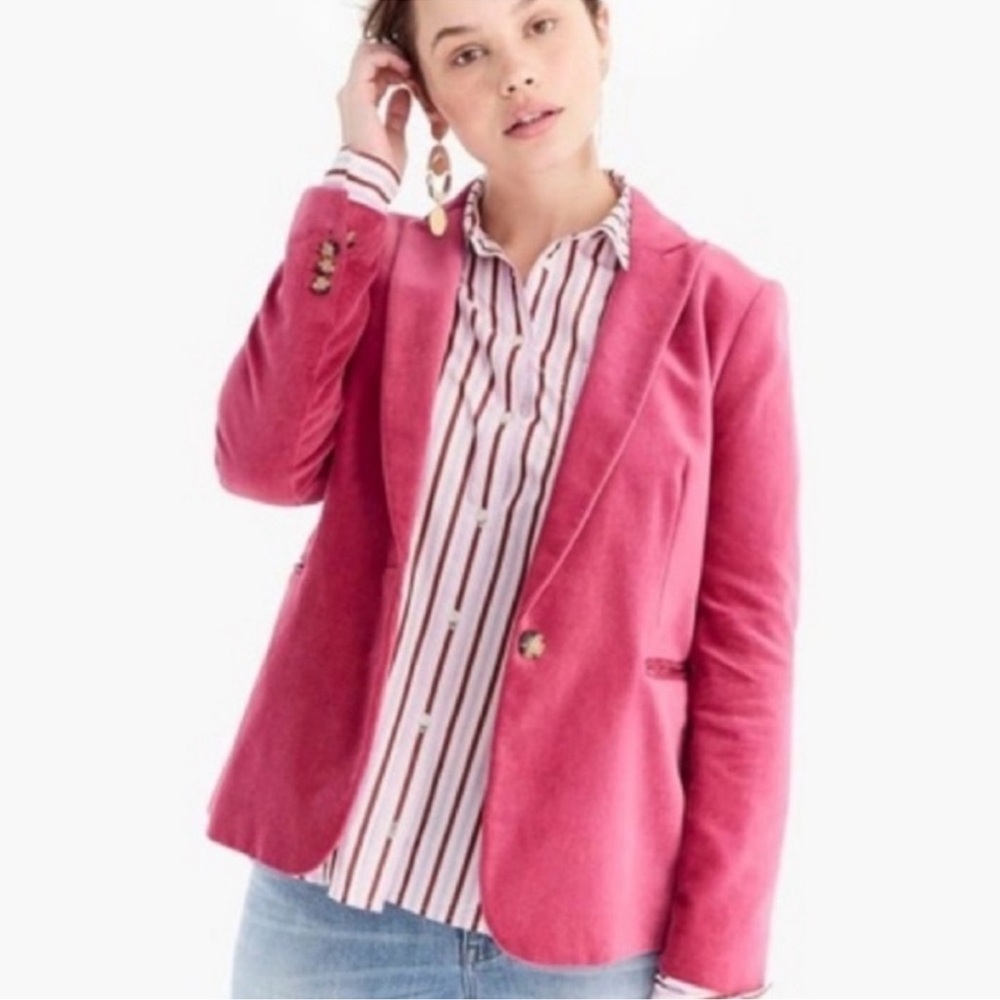 J. Crew Parke Blazer Pink Velvet Size 6 - Picture 2 of 16
